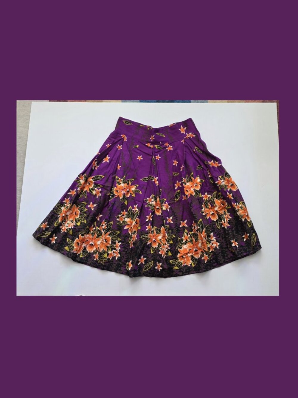 Kinky Box Skirt in Purple Hawaiian Print Deadly Dames XL - Picture 2 of 3